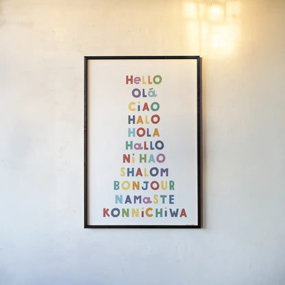 Say Hello by Ann Kelle. shown as a paper print in a black flame. Available as a archival giclee rolled canvas, fine art paper, or poster print. SKU 68927h.