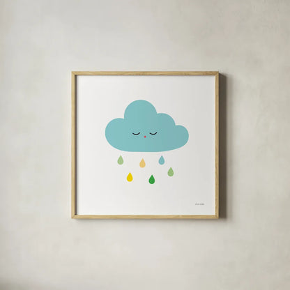 Sleepy Cloud I by Ann Kelle. Shown in a natural wood glass frame for a timeless modern aesthetic. Available as an archival giclee rolled canvas, fine art paper, or poster print. SKU 56507a.