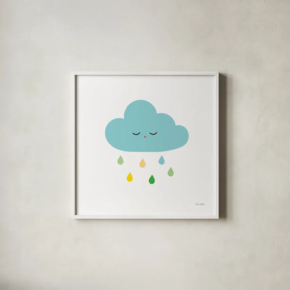 Sleepy Cloud I by Ann Kelle. Shown in a crisp white glass frame for a clean and minimalist style. Available as an archival giclee rolled canvas, fine art paper, or poster print. SKU 56507a.