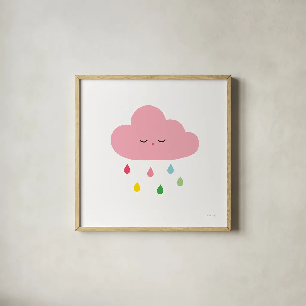 Sleepy Cloud II by Ann Kelle. Shown in a natural wood glass frame for a timeless modern aesthetic. Available as an archival giclee rolled canvas, fine art paper, or poster print. SKU 56508a.