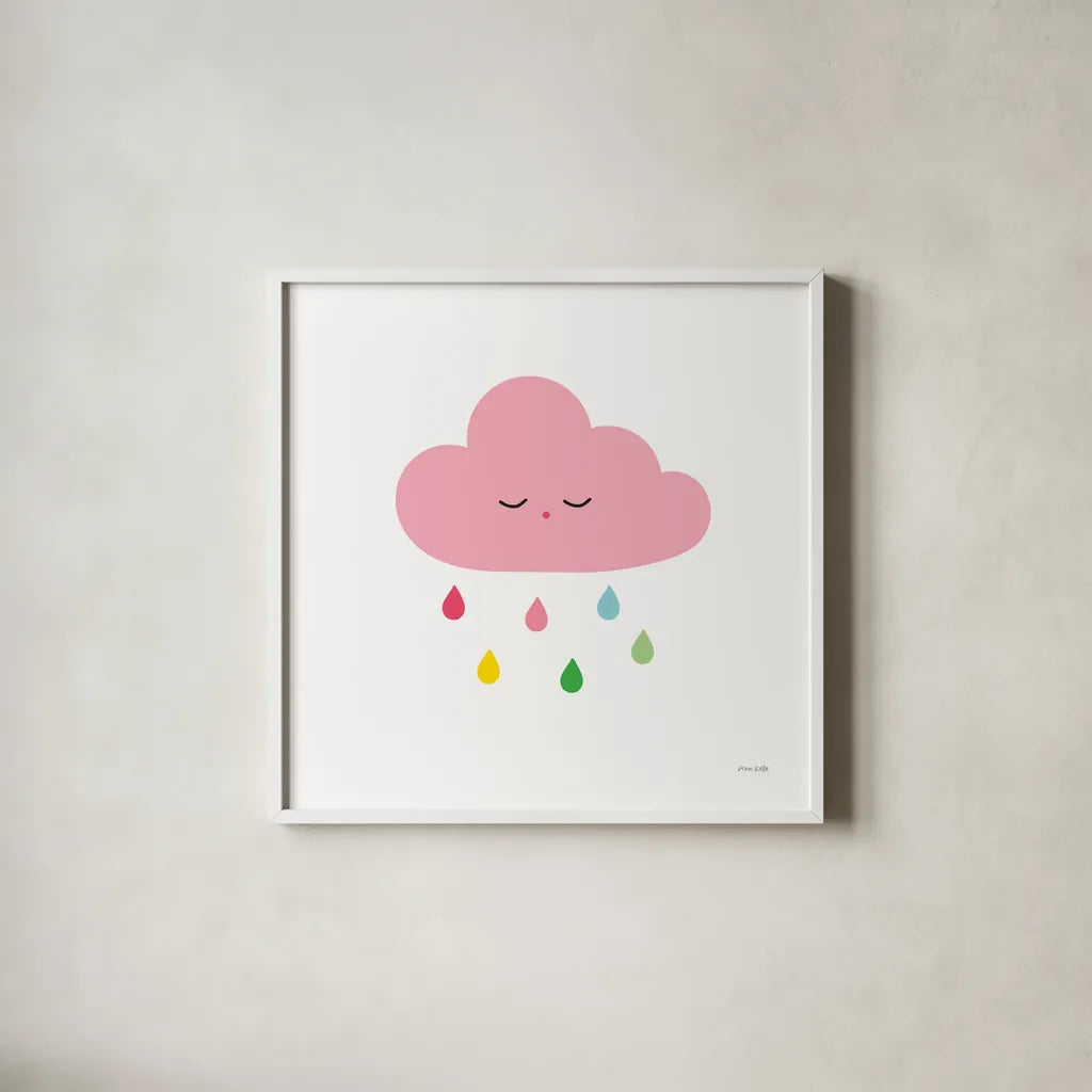 Sleepy Cloud II by Ann Kelle. Shown in a crisp white glass frame for a clean and minimalist style. Available as an archival giclee rolled canvas, fine art paper, or poster print. SKU 56508a.