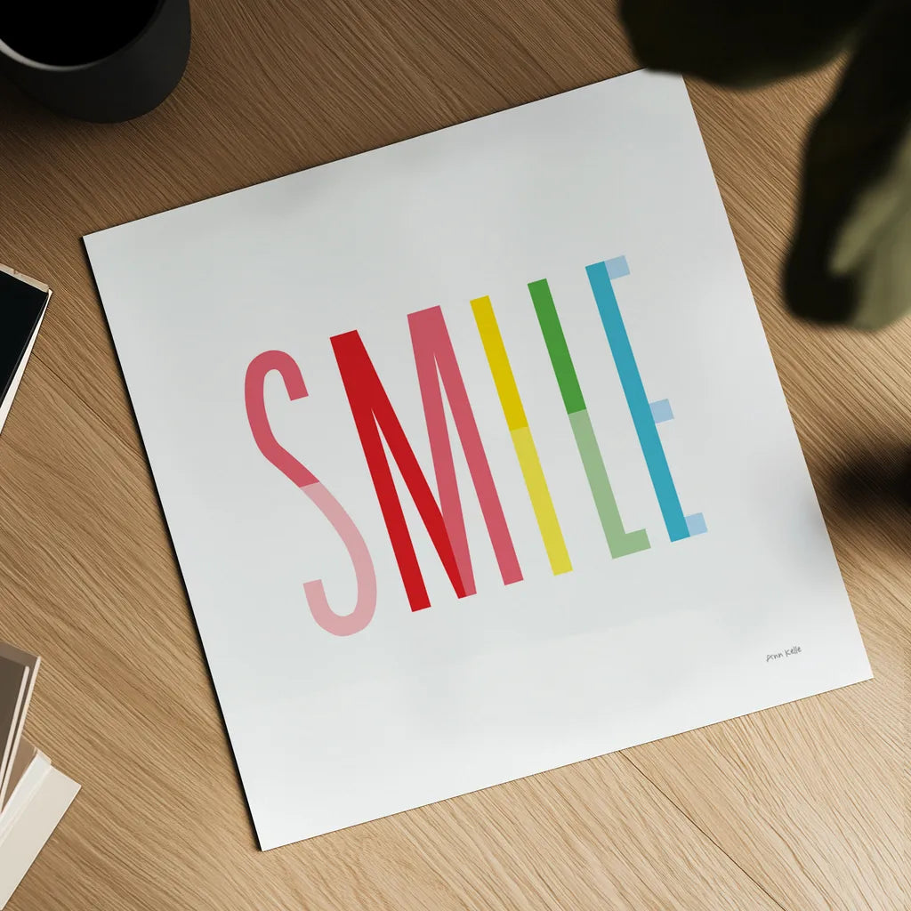 Smile by Ann Kelle. Shown as a detailed flat fine art print, highlighting archival giclee quality. Available as an archival giclee rolled canvas, fine art paper, or poster print. SKU 56443a.