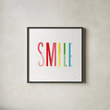 Smile by Ann Kelle. Shown in a sleek black glass frame for a contemporary gallery look. Available as an archival giclee rolled canvas, fine art paper, or poster print. SKU 56443a.