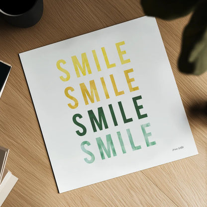 Smile Smile by Ann Kelle. Shown as a detailed flat fine art print, highlighting archival giclee quality. Available as an archival giclee rolled canvas, fine art paper, or poster print. SKU 55605a.