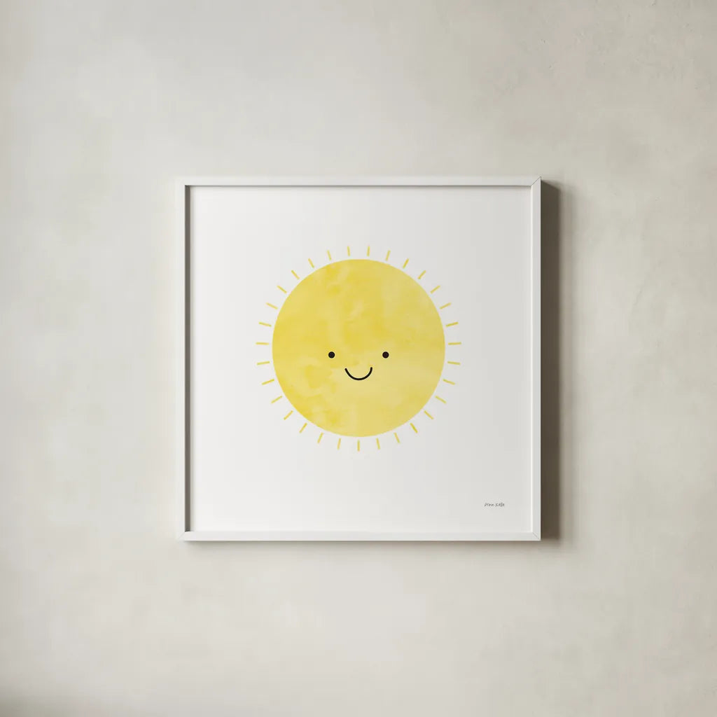 Sunny Days by Ann Kelle. Shown in a crisp white glass frame for a clean and minimalist style. Available as an archival giclee rolled canvas, fine art paper, or poster print. SKU 56516a.