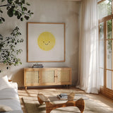 Sunny Days by Ann Kelle. Shown in a natural wood frame in a cozy modern living room. Available as an archival giclee rolled canvas, fine art paper, or poster print. SKU 56516a.