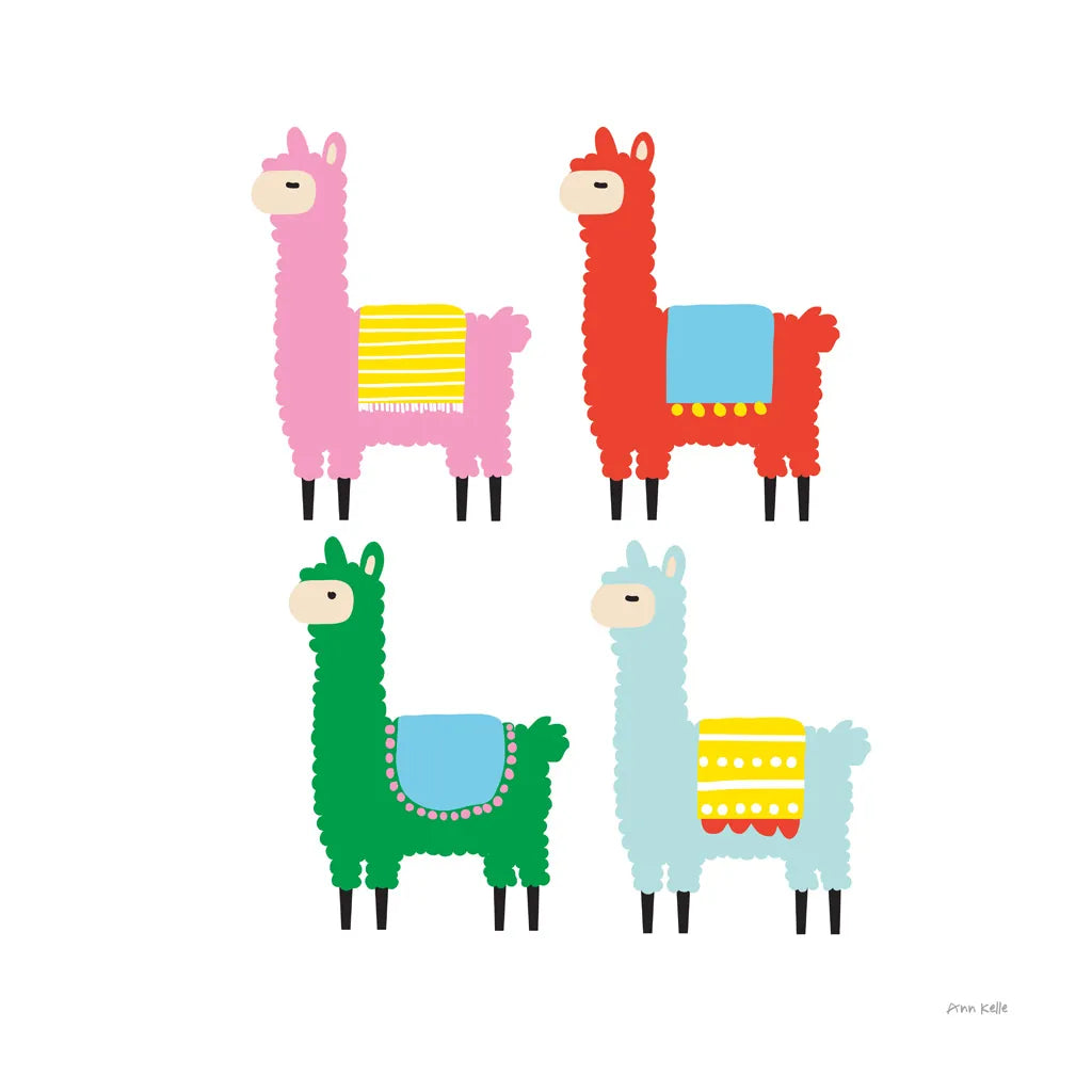 The Llamas by Ann Kelle. SKU 56424a. Archival Giclee Fine art print for wall decor.