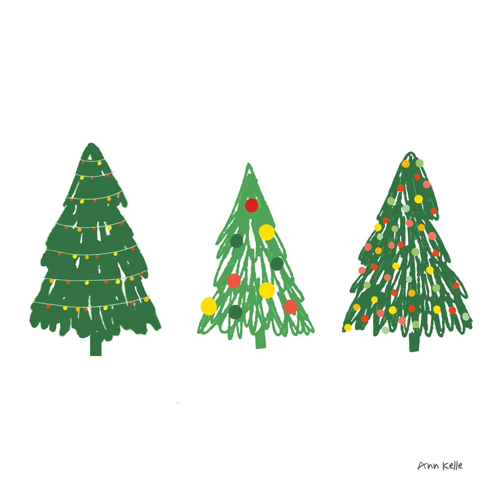 Trees on White by Ann Kelle. SKU 84088a. Archival Giclee Fine art print for wall decor.