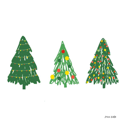 Trees on White by Ann Kelle. SKU 84088a. Archival Giclee Fine art print for wall decor.