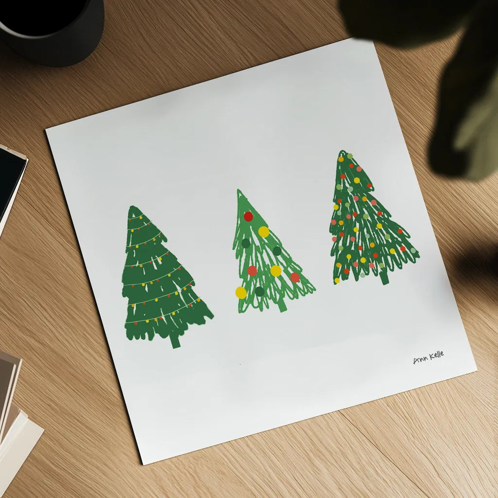 Trees on White by Ann Kelle. Shown as a detailed flat fine art print, highlighting archival giclee quality. Available as an archival giclee rolled canvas, fine art paper, or poster print. SKU 84088a.