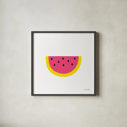 Watermelon by Ann Kelle. Shown in a sleek black glass frame for a contemporary gallery look. Available as an archival giclee rolled canvas, fine art paper, or poster print. SKU 55615a.
