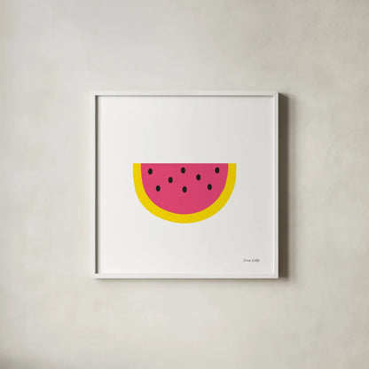 Watermelon by Ann Kelle. Shown in a crisp white glass frame for a clean and minimalist style. Available as an archival giclee rolled canvas, fine art paper, or poster print. SKU 55615a.