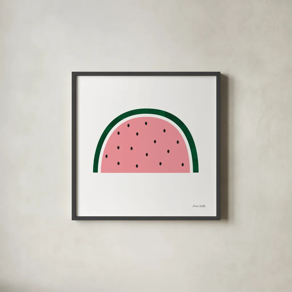 Watermelon by Ann Kelle. Shown in a sleek black glass frame for a contemporary gallery look. Available as an archival giclee rolled canvas, fine art paper, or poster print. SKU 56430a.