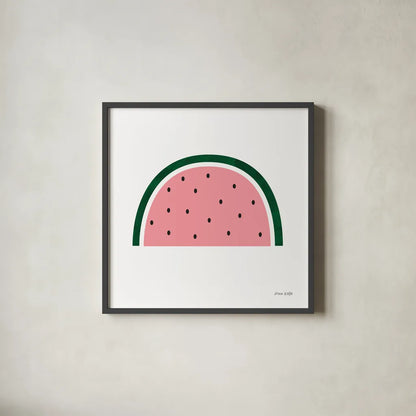 Watermelon by Ann Kelle. Shown in a sleek black glass frame for a contemporary gallery look. Available as an archival giclee rolled canvas, fine art paper, or poster print. SKU 56430a.