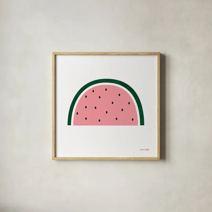 Watermelon by Ann Kelle. Shown in a natural wood glass frame for a timeless modern aesthetic. Available as an archival giclee rolled canvas, fine art paper, or poster print. SKU 56430a.