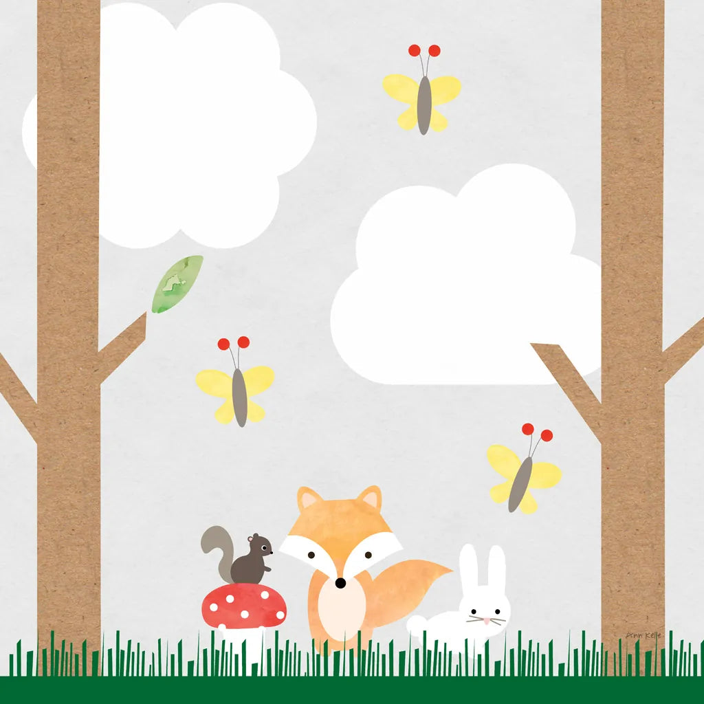 Woodland Animals II by Ann Kelle. SKU 55589a. Archival Giclee Fine art print for wall decor.