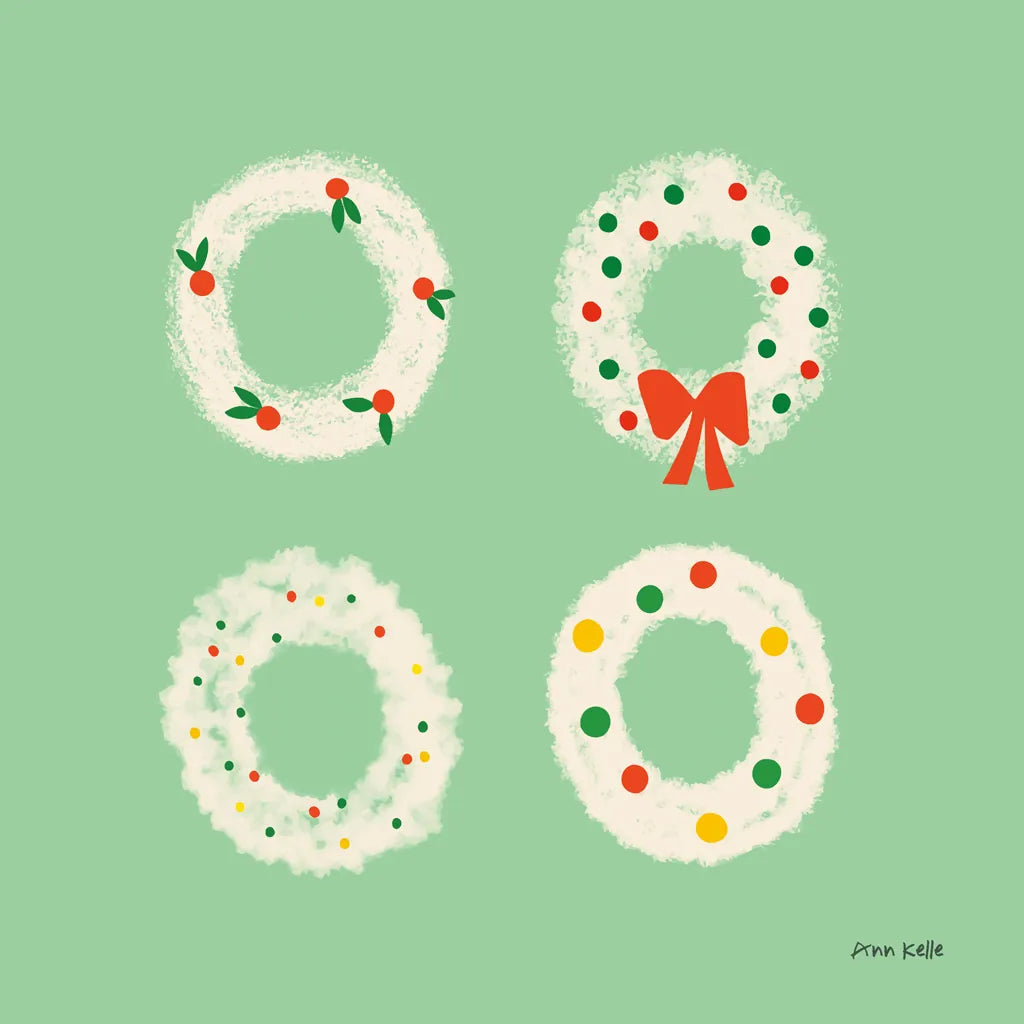 Wreaths by Ann Kelle. SKU 81238a. Archival Giclee Fine art print for wall decor.