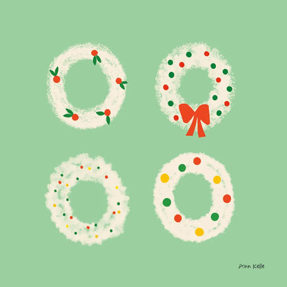 Wreaths by Ann Kelle. SKU 81238a. Archival Giclee Fine art print for wall decor.