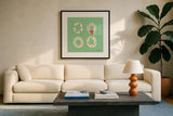 Wreaths by Ann Kelle. Displayed in a glass frame with matte in a clean modern living room. Available as an archival giclee rolled canvas, fine art paper, or poster print. SKU 81238a.