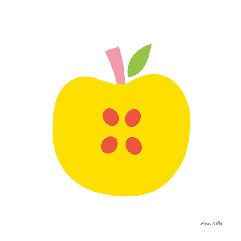 Yellow Apple by Ann Kelle. SKU 55614a. Archival Giclee Fine art print for wall decor.
