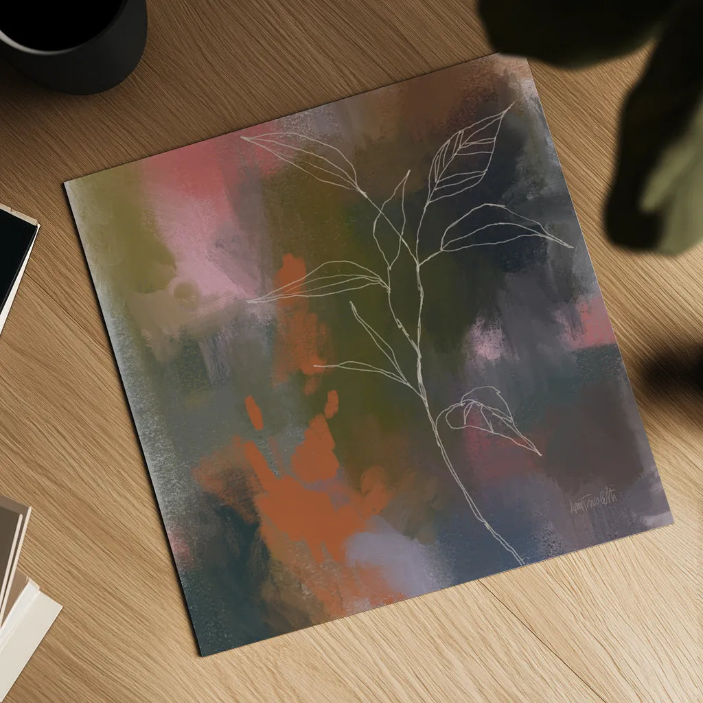 Abstract Botanical by Anne Tavoletti. Shown as a detailed flat fine art print, highlighting archival giclee quality. Available as an archival giclee rolled canvas, fine art paper, or poster print. SKU 97375a.