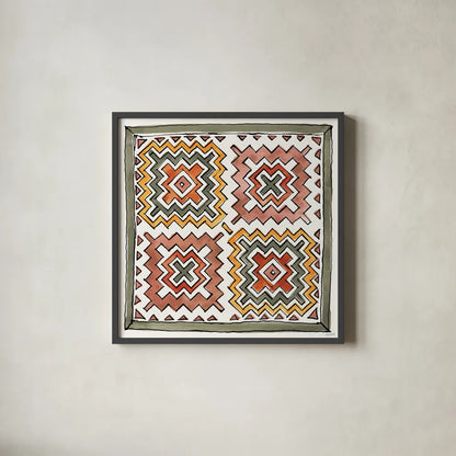 African Flair XIII by Anne Tavoletti. Shown in a sleek black glass frame for a contemporary gallery look. Available as an archival giclee rolled canvas, fine art paper, or poster print. SKU 69452a.