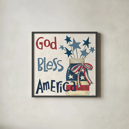 American Country II by Anne Tavoletti. Shown in a sleek black glass frame for a contemporary gallery look. Available as an archival giclee rolled canvas, fine art paper, or poster print. SKU 25144a.