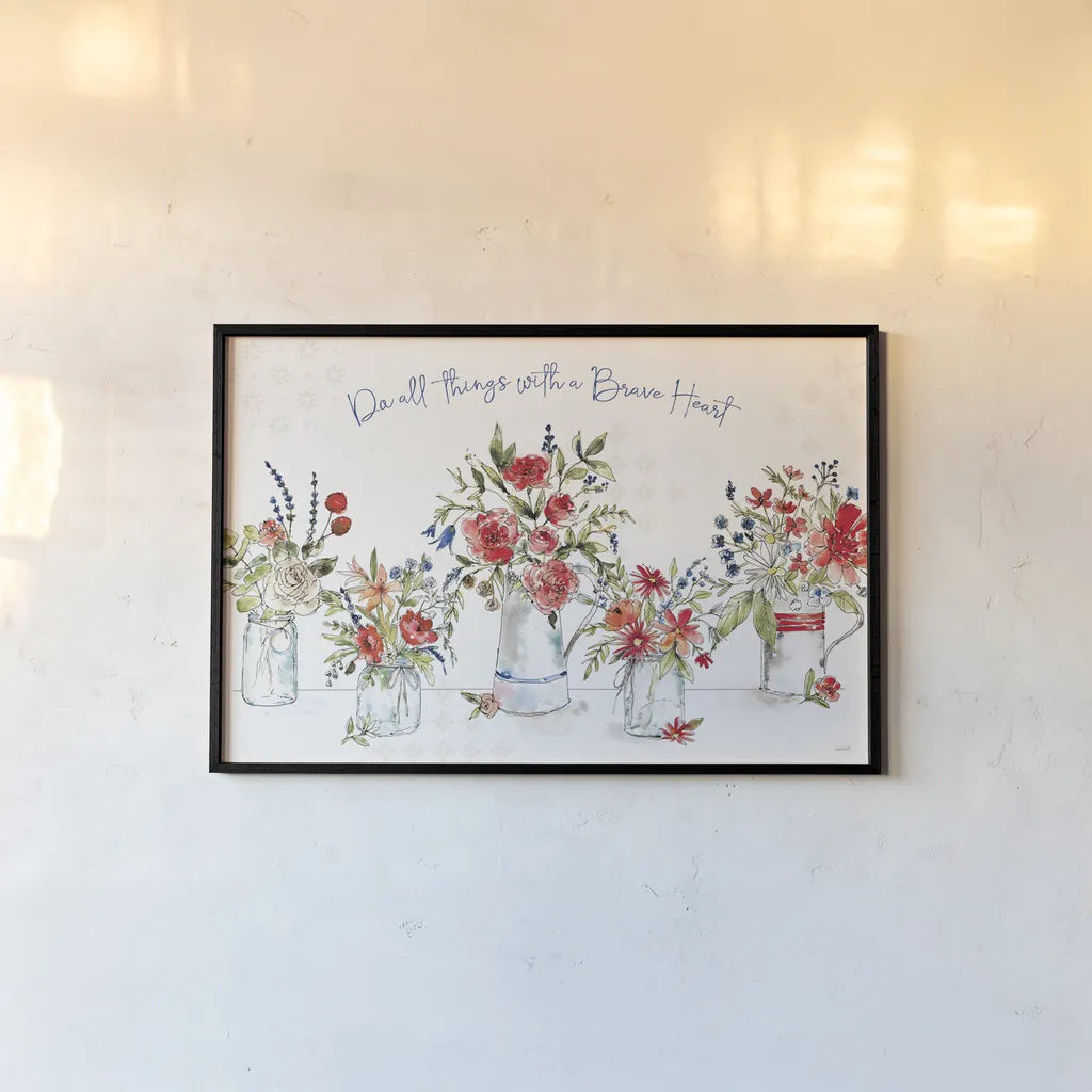 Americana Mood I by Anne Tavoletti. shown as a paper print in a black flame. Available as a archival giclee rolled canvas, fine art paper, or poster print. SKU 56111i.