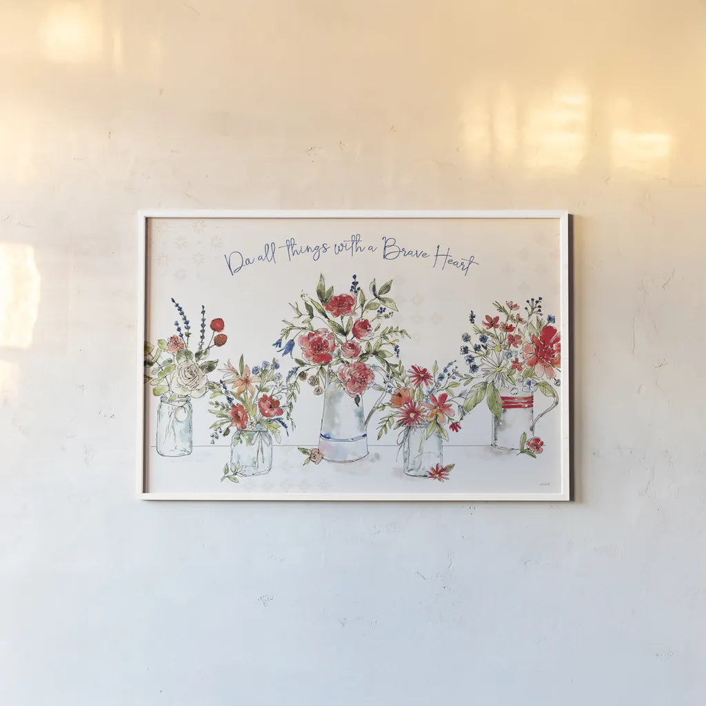 Americana Mood I by Anne Tavoletti. shown as a paper print in a white frame. Available as a archival giclee rolled canvas, fine art paper, or poster print. SKU 56111i.