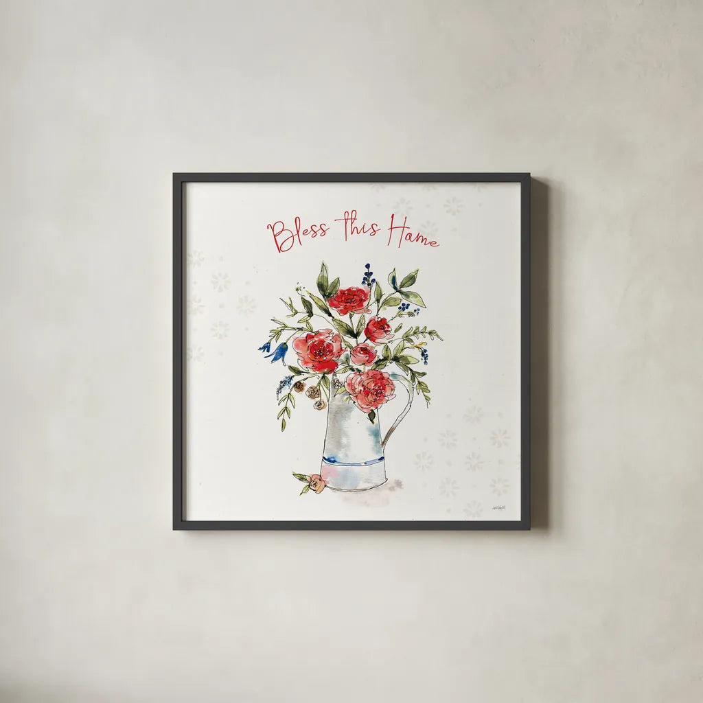 Americana Mood IV by Anne Tavoletti. Shown in a sleek black glass frame for a contemporary gallery look. Available as an archival giclee rolled canvas, fine art paper, or poster print. SKU 56114a.