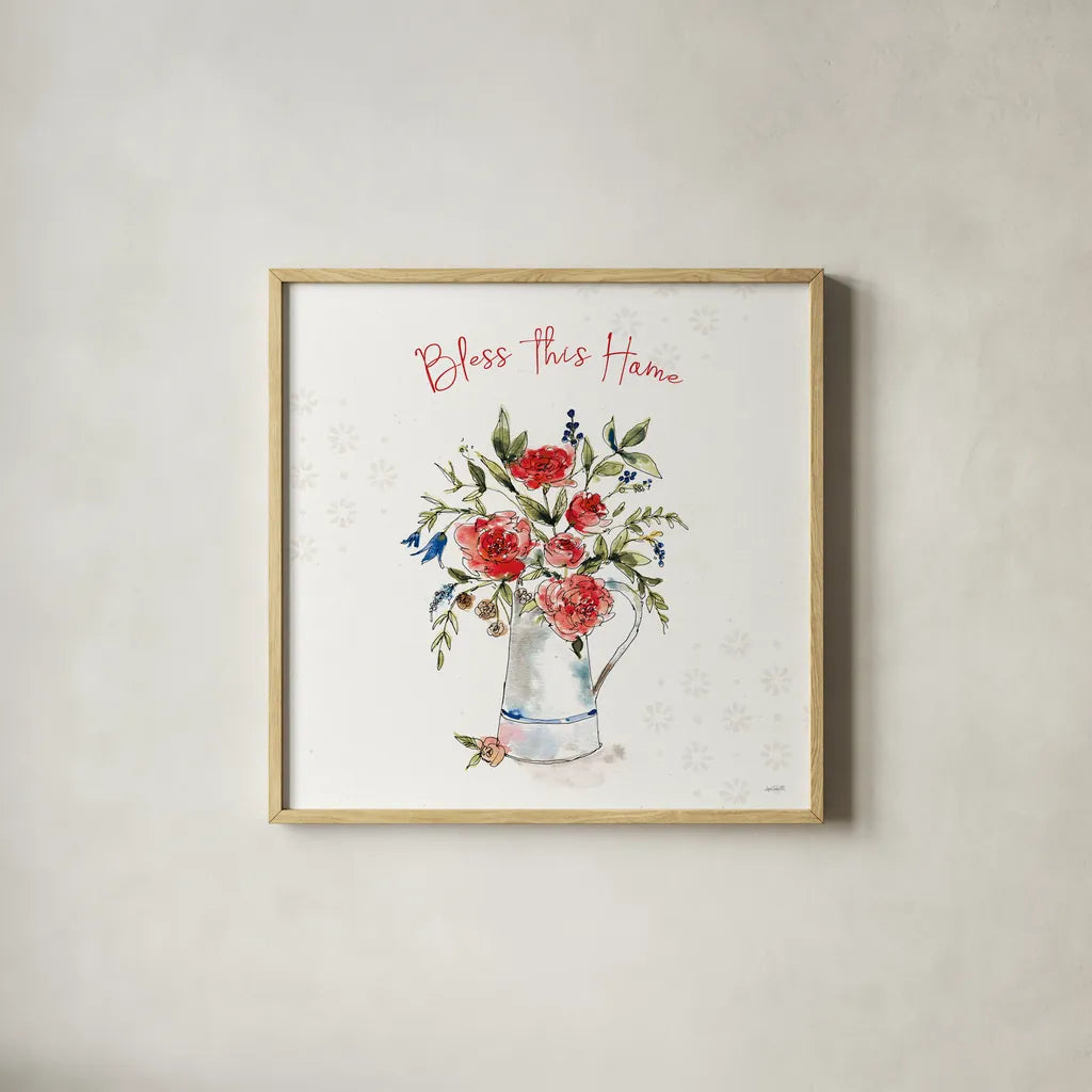 Americana Mood IV by Anne Tavoletti. Shown in a natural wood glass frame for a timeless modern aesthetic. Available as an archival giclee rolled canvas, fine art paper, or poster print. SKU 56114a.