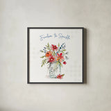 Americana Mood V by Anne Tavoletti. Shown in a sleek black glass frame for a contemporary gallery look. Available as an archival giclee rolled canvas, fine art paper, or poster print. SKU 56115a.