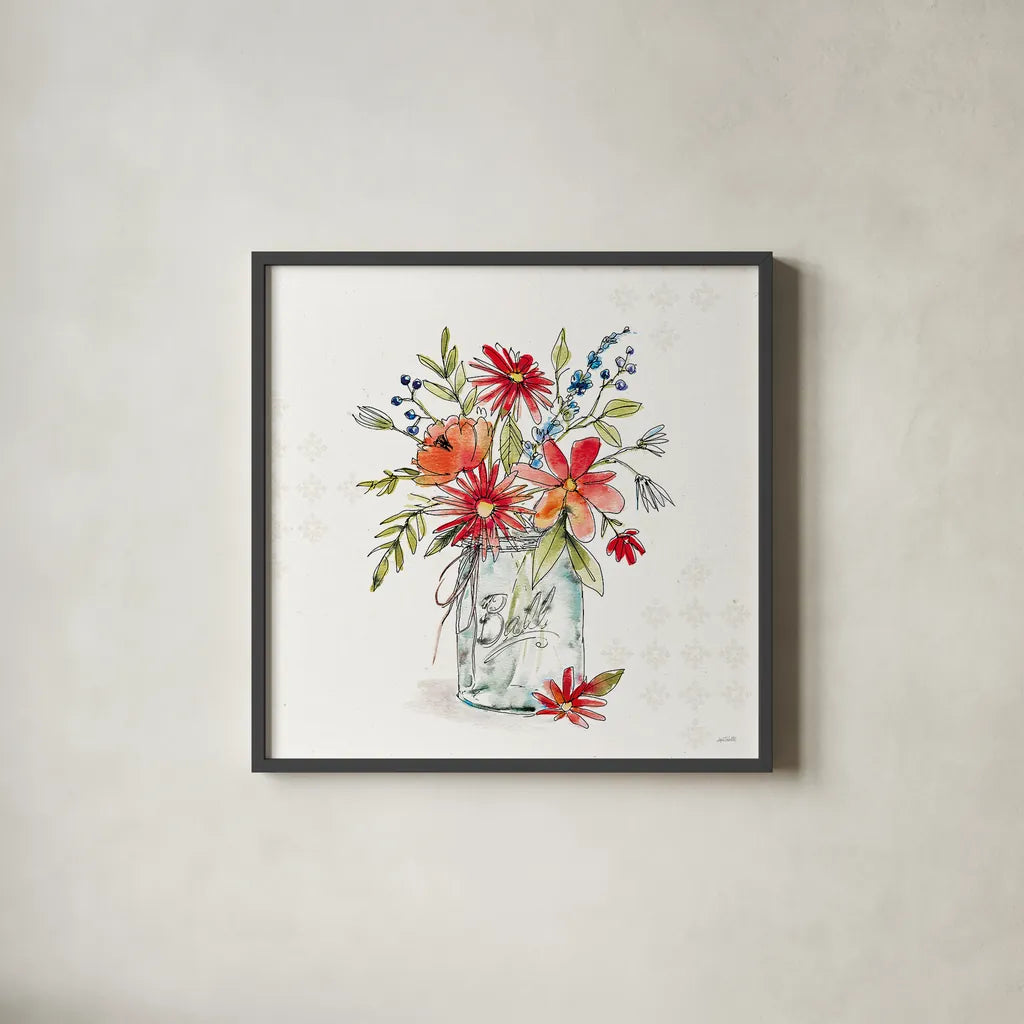 Americana Mood V No Words by Anne Tavoletti. Shown in a sleek black glass frame for a contemporary gallery look. Available as an archival giclee rolled canvas, fine art paper, or poster print. SKU 63923a.
