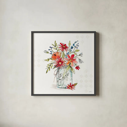 Americana Mood V No Words by Anne Tavoletti. Shown in a sleek black glass frame for a contemporary gallery look. Available as an archival giclee rolled canvas, fine art paper, or poster print. SKU 63923a.