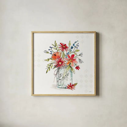 Americana Mood V No Words by Anne Tavoletti. Shown in a natural wood glass frame for a timeless modern aesthetic. Available as an archival giclee rolled canvas, fine art paper, or poster print. SKU 63923a.