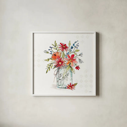 Americana Mood V No Words by Anne Tavoletti. Shown in a crisp white glass frame for a clean and minimalist style. Available as an archival giclee rolled canvas, fine art paper, or poster print. SKU 63923a.