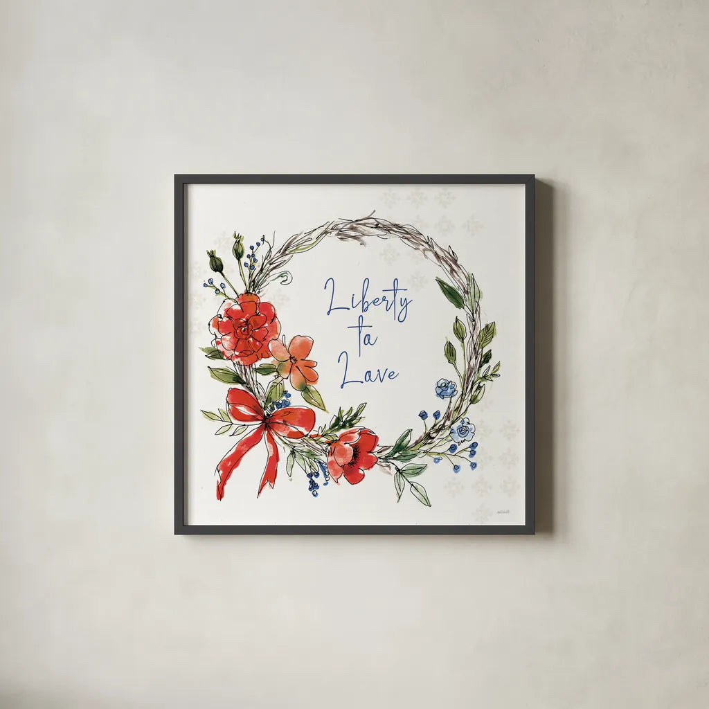 Americana Mood VI by Anne Tavoletti. Shown in a sleek black glass frame for a contemporary gallery look. Available as an archival giclee rolled canvas, fine art paper, or poster print. SKU 56116a.