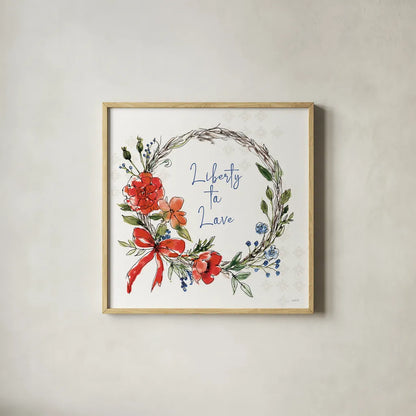 Americana Mood VI by Anne Tavoletti. Shown in a natural wood glass frame for a timeless modern aesthetic. Available as an archival giclee rolled canvas, fine art paper, or poster print. SKU 56116a.