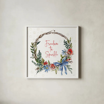 Americana Mood VII by Anne Tavoletti. Shown in a crisp white glass frame for a clean and minimalist style. Available as an archival giclee rolled canvas, fine art paper, or poster print. SKU 56117a.