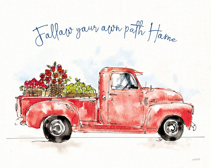 Americana Mood VIII Red Truck Blue by Anne Tavoletti