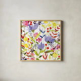 Annes Flowers I Crop by Anne Tavoletti. Shown in a natural wood glass frame for a timeless modern aesthetic. Available as an archival giclee rolled canvas, fine art paper, or poster print. SKU 13943a.