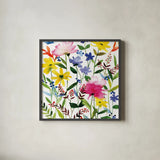 Annes Flowers II Crop by Anne Tavoletti. Shown in a sleek black glass frame for a contemporary gallery look. Available as an archival giclee rolled canvas, fine art paper, or poster print. SKU 13944a.