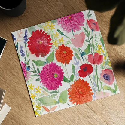 August Flowers by Anne Tavoletti. Shown as a detailed flat fine art print, highlighting archival giclee quality. Available as an archival giclee rolled canvas, fine art paper, or poster print. SKU 16882a.