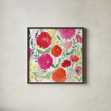 August Flowers by Anne Tavoletti. Shown in a sleek black glass frame for a contemporary gallery look. Available as an archival giclee rolled canvas, fine art paper, or poster print. SKU 16882a.