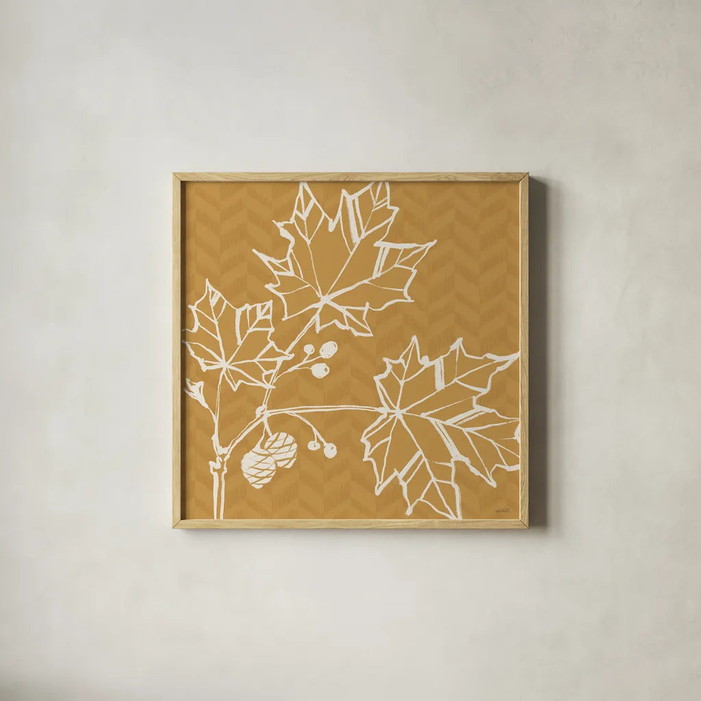 Autumn Tones IV by Anne Tavoletti. Shown in a natural wood glass frame for a timeless modern aesthetic. Available as an archival giclee rolled canvas, fine art paper, or poster print. SKU 78947a.