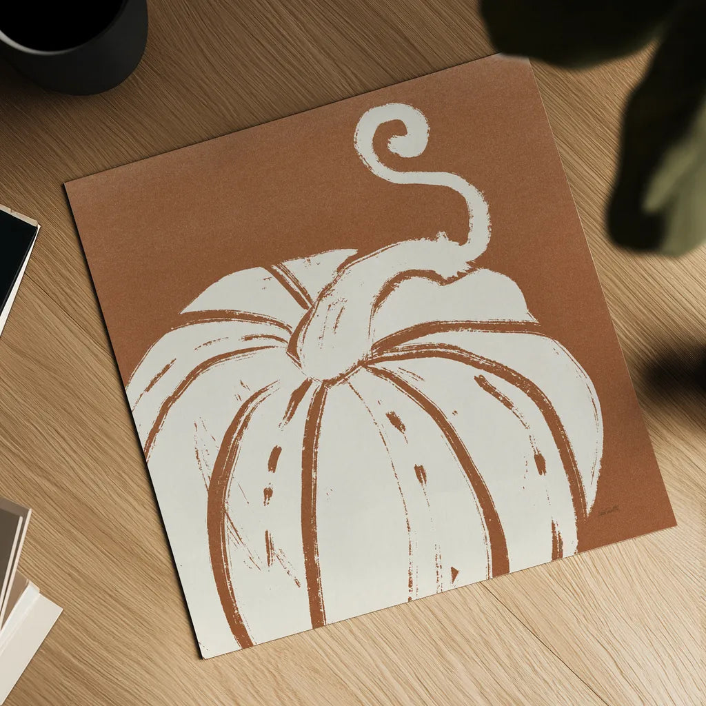 Autumn Tones VI Dark Orange by Anne Tavoletti. Shown as a detailed flat fine art print, highlighting archival giclee quality. Available as an archival giclee rolled canvas, fine art paper, or poster print. SKU 80629a.