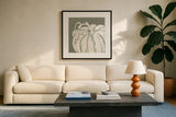 Autumn Tones VII Chalk Green by Anne Tavoletti. Displayed in a glass frame with matte in a clean modern living room. Available as an archival giclee rolled canvas, fine art paper, or poster print. SKU 80630a.