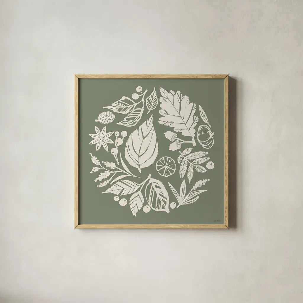 Autumn Tones X by Anne Tavoletti. Shown in a natural wood glass frame for a timeless modern aesthetic. Available as an archival giclee rolled canvas, fine art paper, or poster print. SKU 78953a.