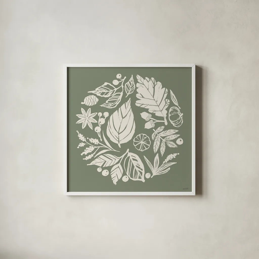 Autumn Tones X by Anne Tavoletti. Shown in a crisp white glass frame for a clean and minimalist style. Available as an archival giclee rolled canvas, fine art paper, or poster print. SKU 78953a.