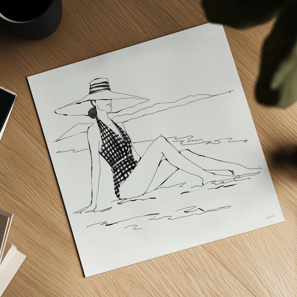 Bathing Beauties I Neutral by Anne Tavoletti. Shown as a detailed flat fine art print, highlighting archival giclee quality. Available as an archival giclee rolled canvas, fine art paper, or poster print. SKU 91825a.